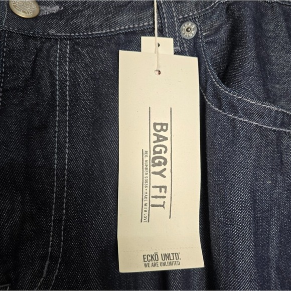 Vintage Marc Ecko Unltd Mens Jeans Baggy Fit 42×31 Dark Wash Denim Cyber Y2K NWT - Picture 3 of 11